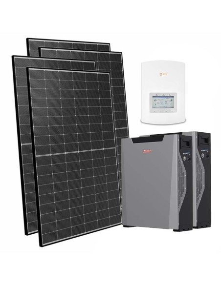 Kit fotovoltaico monofásico 4050W inversor Solis 3.6kW litio 10.7kWh Weco 5k3 XP