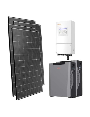 Kit photovoltaïque monophasé 6060W onduleur 6kW Solis lithium 10.7kWh Weco 5k3 XP