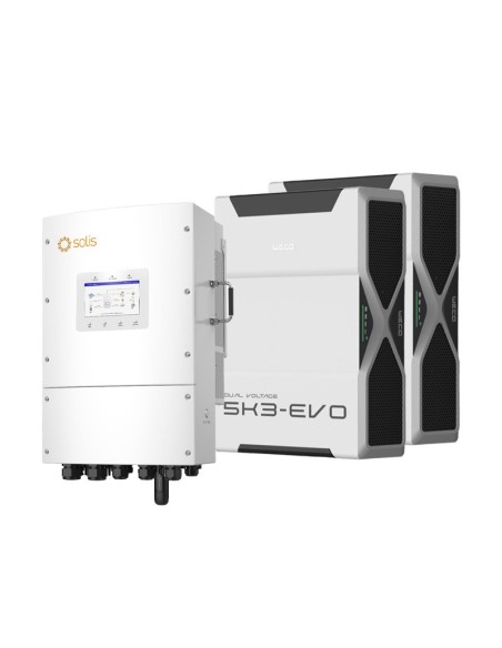 Système d'accumulation triphasé onduleur LV Solis 12kW lithium 10.44kWh Weco 5k3 EVO