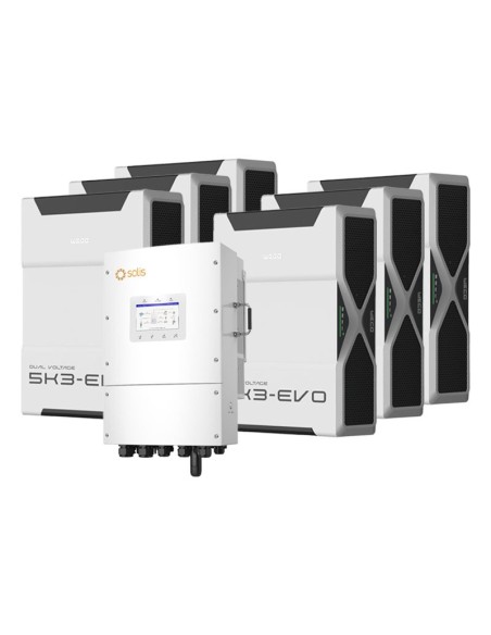 Système d'accumulation triphasé onduleur LV Solis 12kW lithium 31.32kWh Weco 5k3 EVO