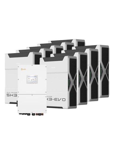 Système d'accumulation triphasé onduleur Solis 50kW lithium 46.98kWh Weco 5k3 EVO