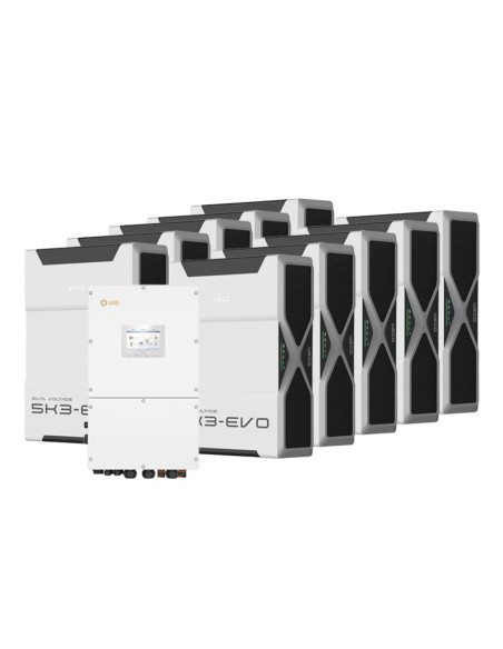 Système d'accumulation triphasé onduleur Solis 50kW lithium 52.2kWh Weco 5k3 EVO