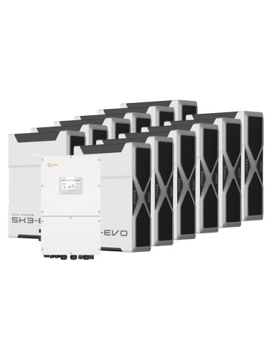 Système d'accumulation triphasé onduleur Solis 50kW lithium 62.64kWh Weco 5k3 EVO