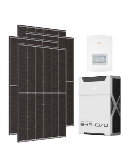Single-phase photovoltaic kit 4050W Solis 3.6kW inverter 5.2kWh lithium Weco EVO 5k3