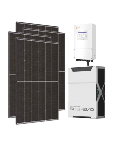 Kit photovoltaïque monophasé 6300W onduleur Solis LV 6kW lithium 5.2kWh Weco EVO 5k3