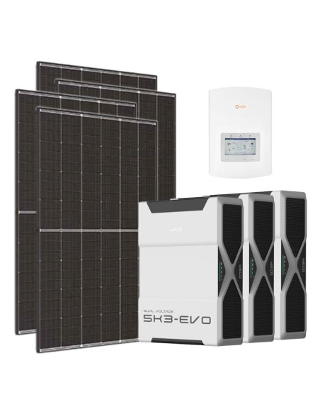 Kit fotovoltaico monofásico 6300W inversor Solis LV 6kW litio 15.6kWh Weco EVO 5k3