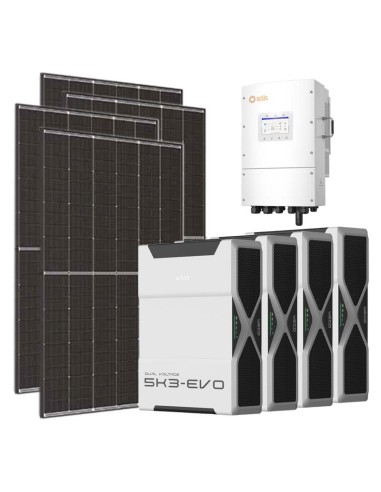 Kit photovoltaïque triphasé 12600W onduleur Solis LV 12kW lithium 20.8kWh Weco EVO 5k3