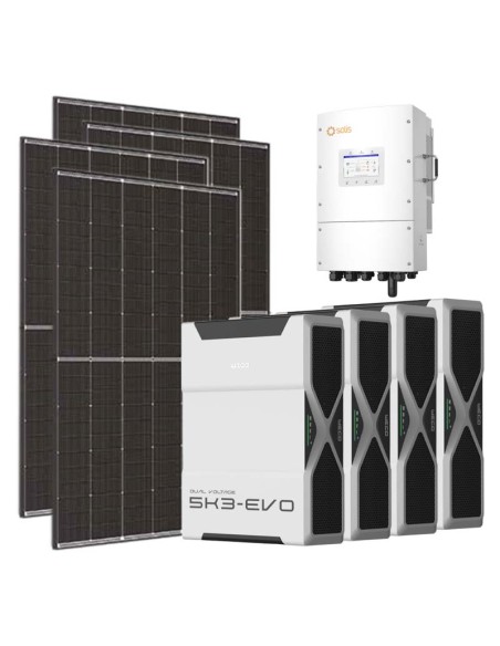 Kit photovoltaïque triphasé 12600W onduleur Solis LV 12kW lithium 20.8kWh Weco EVO 5k3