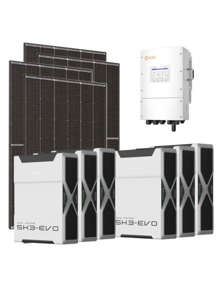 Kit fotovoltaico trifásico 15300W inversor Solis LV 15kW litio 31.3kWh Weco EVO 5k3
