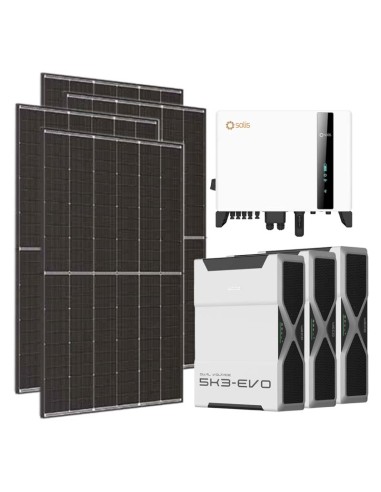 Kit photovoltaïque triphasé 6300W onduleur Solis LV 6kW lithium 15.6kWh Weco EVO 5k3