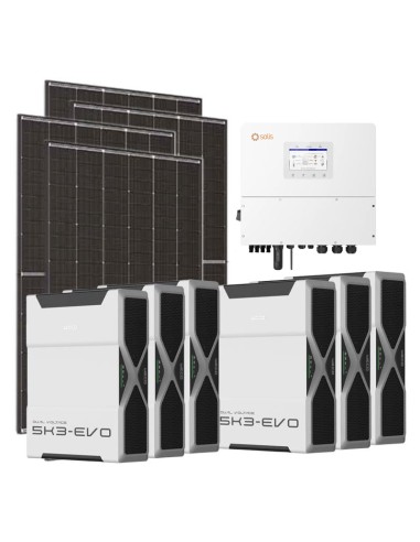 Kit photovoltaïque triphasé 12600W onduleur Solis 12kW lithium 31.3kWh Weco EVO 5k3