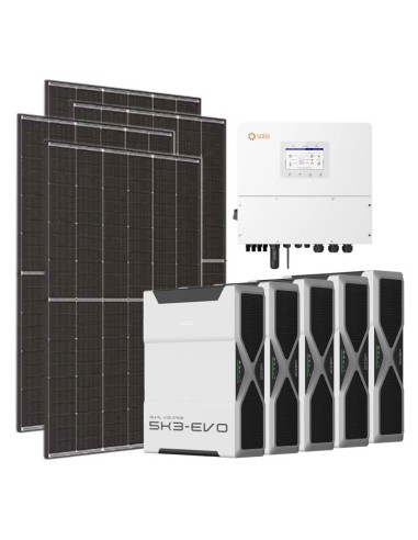 Kit photovoltaïque triphasé 20700W onduleur Solis 20kW lithium 26.1kWh Weco EVO 5k3