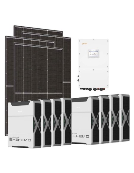 Kit photovoltaïque triphasé 50400W onduleur Solis 50kW lithium 41.7kWh Weco EVO 5k3
