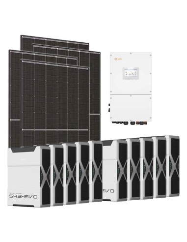 Kit fotovoltaico trifásico 50400W inversor Solis 50kW litio 52.2kWh Weco EVO 5k3