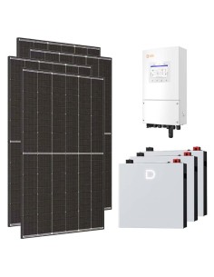 Kit photovoltaïque monophasé 6370W onduleur Solis LV 6kW lithium 15.36kWh Dyness DL5.0C PRO