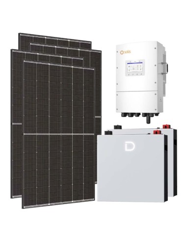 Kit photovoltaïque triphasé 12740W onduleur Solis LV 12kW lithium 10.24kWh Dyness DL5.0C PRO