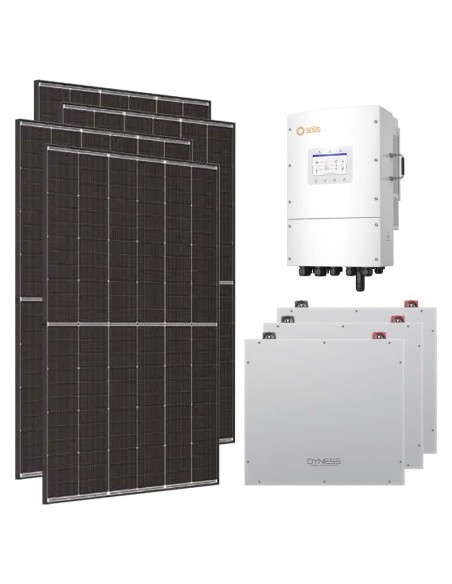Kit photovoltaïque triphasé 10010W onduleur Solis LV 10kW lithium 15.36kWh Dyness DL5.0C
