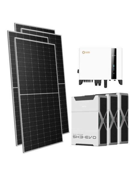 Kit fotovoltaico trifásico 7140W inversor Solis 6kW litio 15.66kWh Weco EVO 5k3