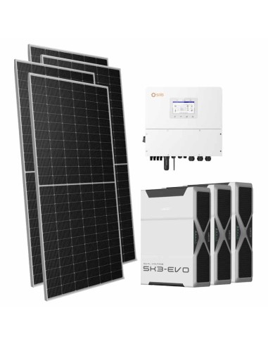 Kit photovoltaïque triphasé 13090W onduleur Solis 12kW lithium 15.66kWh Weco EVO 5k3