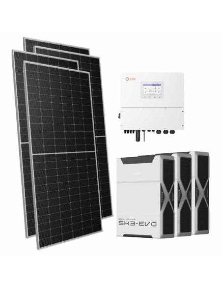 Kit fotovoltaico trifásico 16660W inversor Solis 15kW litio 15.66kWh Weco EVO 5k3
