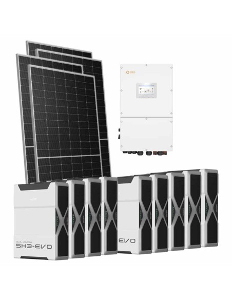 Kit photovoltaïque triphasé 49980W onduleur Solis 50kW lithium 46.98kWh Weco EVO 5k3