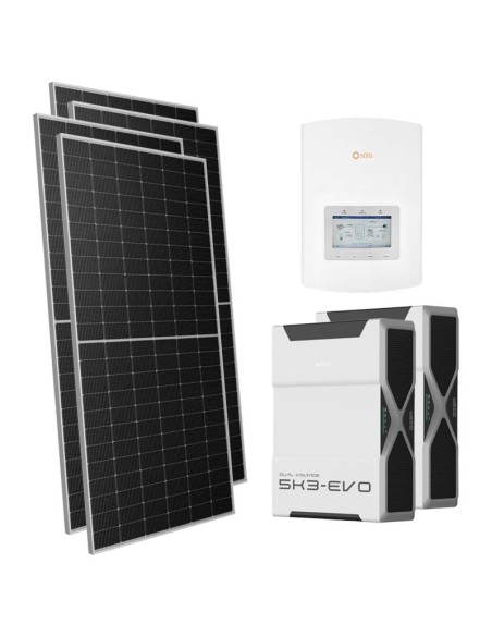 Kit photovoltaïque monophasé 3570W onduleur Solis 3kW lithium 10.4kWh Weco EVO 5k3