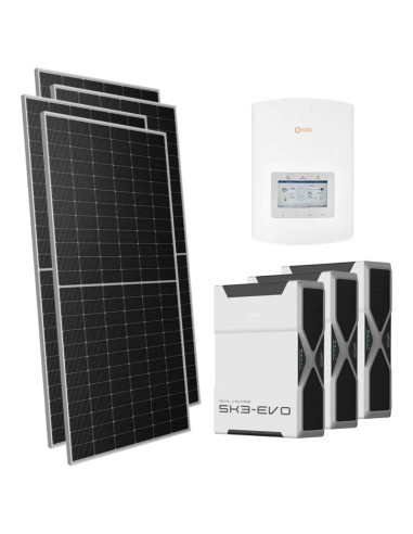 Kit photovoltaïque monophasé 6545W onduleur Solis 6kW lithium 15.3kWh Weco EVO 5k3