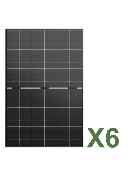 Set de 6 paneles solar fotovoltaico bifacial de 515W total 3090W mono Jinko Solar Tiger Neo con marco negro