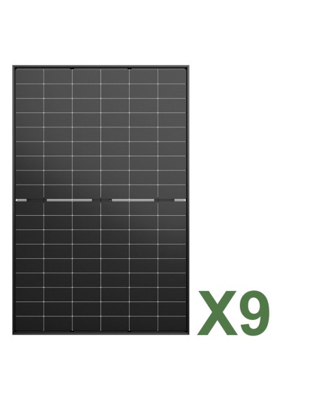 Set de 9 paneles solar fotovoltaico bifacial de 515W total 4635W mono Jinko Solar Tiger Neo con marco negro