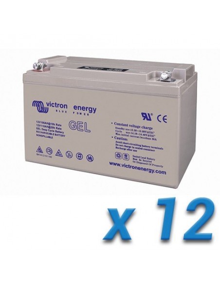 Set 12x Batterie 110Ah 12V GEL Deep Cycle Victron Energy Photovoltaïque